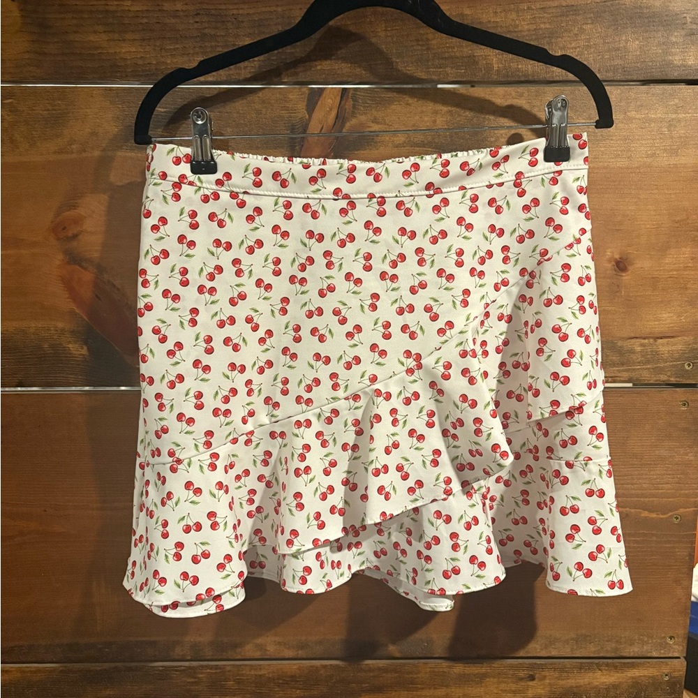Y2K Style Cherry Ruffle Wrap Circle Skirt